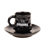 SİYAH KRİSTAL İÇİN KARARMIŞ TASARIM TÜRK KAHVESİ FİNCANI (Karışık)