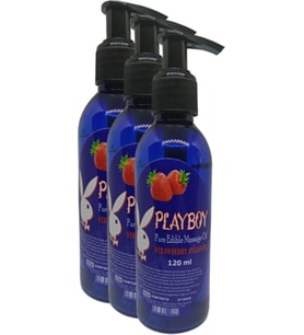 Playboy Pure Edible Massage Oil 120ML Çilek Aromalı Masaj Yağı 3 Adet