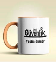 Kişiye Özel Özel Güvenlik Tasarımlı Turuncu Kupa Bardak (Turuncu)