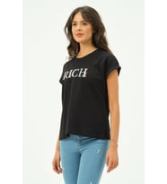 Siyah Kadın Rich Nakışlı Tişört tshirt