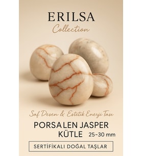 Sertifikalı Porselen Jasper Taşı Kütle 25–30 mm – Estetik Desen ve Denge Taşı (Çok Renkli)