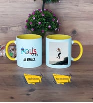 Polis Kupa Bardak Sarı Fotoğraflı Dünya Polisler Günü Hediyesi
