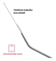 Metal Pipet 4 Adet Temizleme Fırçalı Çelik Pipeti 5 Parçalı Set