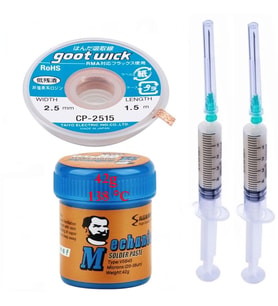 Krem Lehim Solder Paste 138 C 42g 3in1 Arada Flux Lehim Toplama Cp-2515 Lehim Emme Teli 2,5 Mm