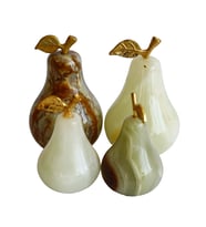 Oniks Doğal Taş Armut Biblo Seti  2,3" ve 1,5" Boyutlarda 4’lü Dekoratif Biblo  El Yapımı, Özgün, Lüks Masa ve Ev Dekoru (Karışık)