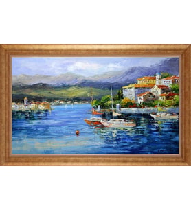 Çerçeveli Paspartulu Manzara Tablo bm1227 (Gold)