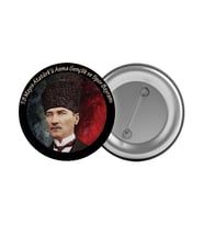 19 Mayıs Atatürkü Anma Çanta Rozeti 20 Adet En Büyük Boy 5.8cm İğneli Broş
