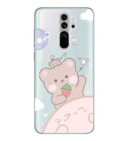 Redmi Note 8 Pro Uyumlu Tatlı Ayıcık Desenli Şeffaf Telefon Kılıfı