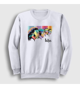 Presmono Unisex Beyaz Retro The Beatles Sweatshirt 115081tt