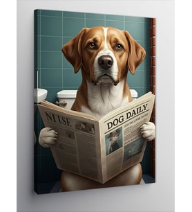 Kanvas Tablo Gazete Okuyan Köpek