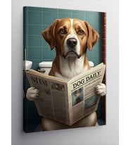 Kanvas Tablo Gazete Okuyan Köpek