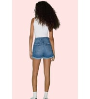 Kadın Pamuklu Denim Şort Etek Düz Desenli Yüksek Bel Yazlık Casual Yaz Aylarının Vazgeçilmezi (Koyu Mavi)