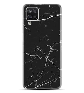 Kılıfland Samsung Galaxy A12 Kılıf Silikon Resimli Kapak Siyah Koyu Mermer Stok 1299