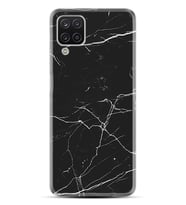 Kılıfland Samsung Galaxy A12 Kılıf Silikon Resimli Kapak Siyah Koyu Mermer Stok 1299