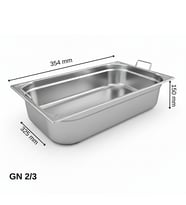 ÜRET Saplı Gastronom Küvet GN 2/3 150 mm 13 lt