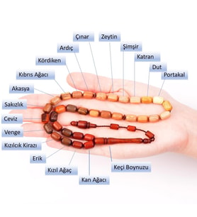 Kapsül Kesim Karma Ağaç Tesbih - 8*11 mm Yerli Ağaçlar