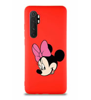 Xiaomi Mi Note 10 Lite Soft Premier Kapak Minnie Mouse-B Tasarımlı Silikon Kılıf - Kırmızı (Şeffaf)