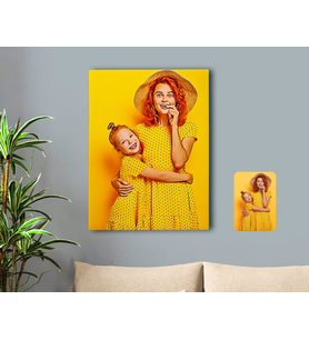 BK Gift Kişiye Özel Tam Boy Anne ve Kız Karikatürlü Kanvas Tablo 50x70cm-1