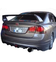 Honda Civic Uyumlu Fd6 (2006-2011) Mugen Rr Tek Çıkış Arka Tampon Eki - Difüzör (Plastik)