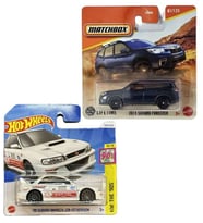 2 Araç Set - Matchbox 2019 Subaru Forester & Hot Wheels '98 Subaru Impreza 22B Sti Version (1/64)