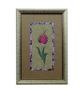 e38 EL İŞÇİLİĞİ EBRU ZEMİNLİ LALE EBRU TABLO - 33*48 CM - 6551