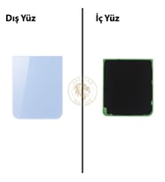 Samsung Galaxy Z Flip 5 Mavi Renk Arka Kapak Arka Cam Batarya Kapağı Pil Kapağı Lazer Kesim Back Cover Galaxy Z Flip 5 Uyumlu