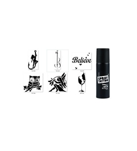 Aşkın Büyüsü Spray Tattoo Geçici Dövme Yapma Seti Siyah Sprey Dövme