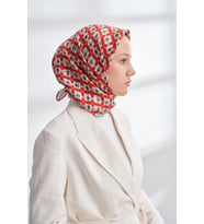NETWORK DESEN TWILL İPEK EŞARP - 4307 (Kırmızı)
