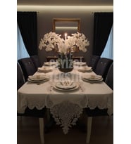 Salkım Masa Örtüsü 12 Kişilik Linen Kumas Sofra Takımı