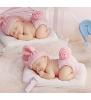 2 Adet Gerçekçi Ayrıntılara Sahip Mini Yenidoğan Bebek Mum Anneler Günü Hediyesi Annelere Özel (Pudra Pembe)