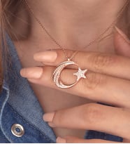 925 Ayar Gümüş Zirkon Taşlı Ay Yıldız Kolye