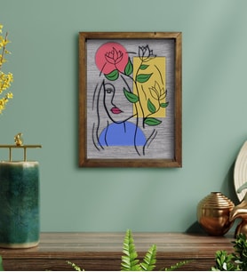 BK Home Woman Line Tasarımlı Doğal Masif Ahşap Çerçeveli Tablo-4