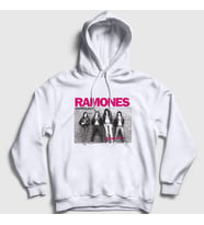 Presmono Unisex Beyaz Anthology Ramones Kapüşonlu Sweatshirt 169401tt