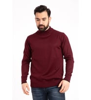 Erkek Bordo Yarım Boğazlı Kazak