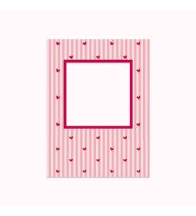 Pembe Çizgi Kalp Pola Manyetik Fotoğraf Çerçevesi
