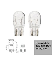 W21 Tip 5W Çift Duylu Halojen Ampul 12V 2 Adet