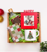 Yılbaşı Hediye Seti & Kişiye Özel Happy New Year Fotoğraf Çerçevesi, Defter, Fincan, Kolonya