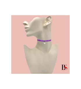 Mor Renk Kadife Kadın Akrilik Inci Choker Kolye