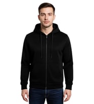 Erkek Kapüşonlu Fermuarlı Siyah Sweatshirt BGL-ST04790