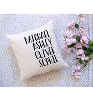 BK Gift Kişiye Özel 4 İsimli Premium Kumaş Beyaz Kırlent Yastık, Ev Hediyesi, Ev Dekorasyonu, Dekoratif Hediye-1