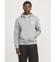 Jack & Jones Erkek Logo Baskılı Kapüşonlu Sweatshirt - Corp (Gri)