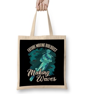 Funny Future Marine Biologist Making Waves Pun Bez Çanta Uzun Saplı