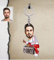 Kişiye Özel Rapçi Karikatürlü  Ahşap Anahtarlık Bay-4-Eco