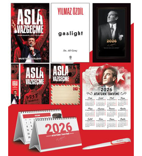 Asla Vazgeçme - Ayraç - Kartpostal - Poster - Gaslight -  2026 Ajanda İstikbal - İstikbal Ahşap Duvar Takvimi - Masa Takvimi