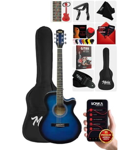 Midex XC-200BL Kaliteli Akustik Gitar Seti 40 İnç 4/4 Yetişkin Full Set