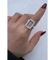 Cilalı Seri Geometrik Çerçeve Ayarlanabilir Kadın Yüzük