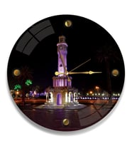 İzmir Saat Kulesi Cam Saat - 40 cm