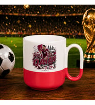BK Gift Katar Taraftar Temalı 2026 Dünya Kupası Tasarımlı Kırmızı Joyful Kupa Bardak