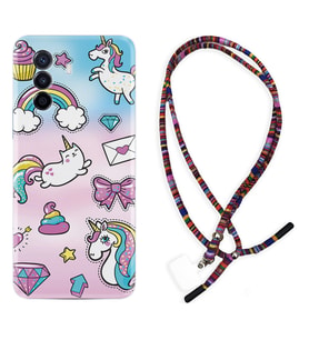 Huawei Nova Y70 Y90 Nova 9 SE  Kılıf Boyun Asklı Rasta Silikon Unicorn Mektup 1800
