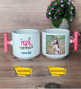 Müzik Öğretmeni Kupa Bardak Fotoğraflı T Pembe Kulplu Öğretmenler Günü Hediyesi